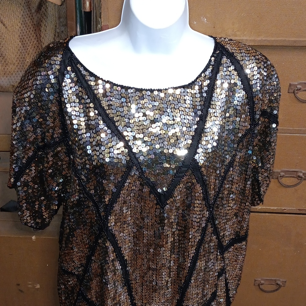 VINTAGE 1980S JEAN FOR JOSEPH LE BON SEQUIN TUNIC.   #5762